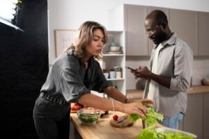 Couple on cooking mode